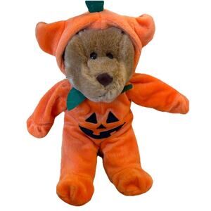 VTG Halloween Pumpkin Teddy Bear Jack o Lantern 12" 1998 “GAC” Mint Condition